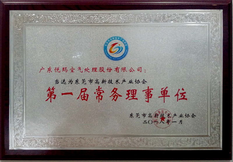 東莞高新技術(shù)企業(yè)協(xié)會(huì)第一屆常務(wù)理事單位證書